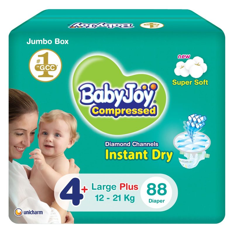 Diamond compact diapers, size 4+, extra large, 12-21 kg, jumbo box, 88 diapers