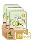 Olive oil diapers size 4 large for weight 10-18 kg large pack of 3 packs with 150 diapers