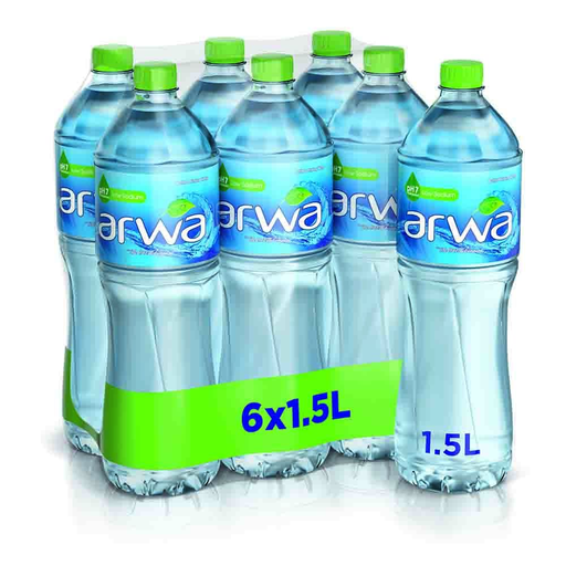 مياه شرب معبأة في قوارير 1.5لترات عبوة من 6 قطع