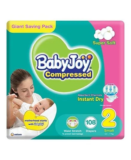 Diamond compressed diapers 2X, size 2, small, 3.5-7 kg, giant pack, 108 diapers