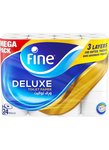 Set of Deluxe three-layer toilet paper rolls sterilized for germ protection containing 140 sheets per roll, consisting of 24 rolls, white